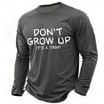 thumbnail image 1 of Tshirts Shirts for Men Letter Printing Casual Loose Long Sleeve Tees Trendy Crew Neck Fall Basic Mens Shirts Grey S, 1 of 2