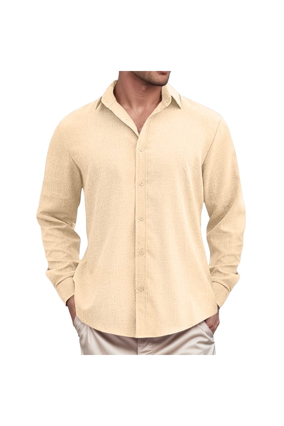 Tshirts Shirts for Men Long Sleeve Casual Collared with Splicing Concealed Placket Solid Color Loose Tops