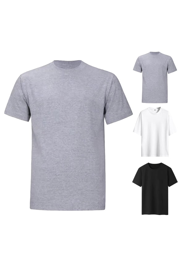 Tshirts Shirts for Men Pack Crewneck Classic Jersey Tee Stretch Undershirt Cotton Tops Summer Beach Plain Short Sleeve (White,L)