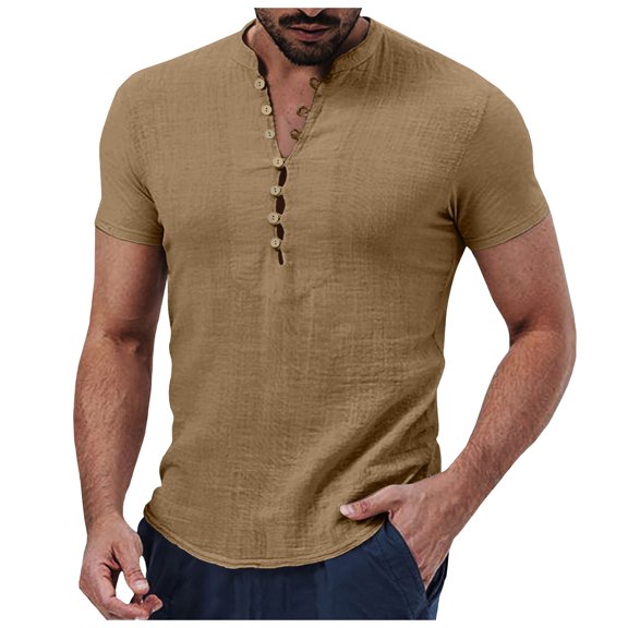Tshirts Shirts for Men,Short Sleeve T-Shirt Casual Solid Top Summer Comfortable Beach Breathable Relaxed Fit,Mens T-Shirts,S,Brown