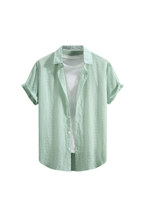 Tshirts Shirts for Men,Summer Fashion Casual Style Solid Colour Short Sleeve Shirt,Fishing Shirts for Men,L,Mint Green
