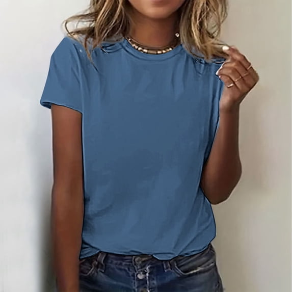 Tshirts Shirts for Women Short Sleeves Crew Neck Basic Tee Shirt Summer Top Women Clothing