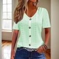 thumbnail image 1 of Tshirts Shirts for Women Short Sleeves V Neck Lightweight Light Green Spring Tops Casual Tops for Women, 1 of 7