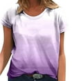 thumbnail image 1 of Tshirts Shirts for Women Summer Casual Crew Neck Gradient Print Short Sleeve Summer Tops for Women Purple XL, 1 of 4