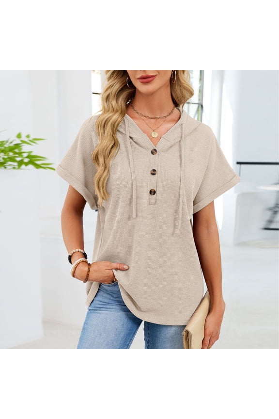 Tshirts Shirts for Women Summer Fashion V Neck Short Sleeves Basics Tee Shirts Womens Casual Dressy Plain Loose Fit Tunic Ladies Tops Beige L