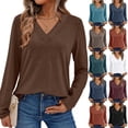 thumbnail image 1 of Tshirts Shirts for Women V-Neck T-Shirt Style Blouse In Soft Fabric With Tailored Long Sleeve Shirts Fall Clothes Casual Tshirts Basic Tee, 1 of 8