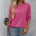 thumbnail image 1 of Tshirts Shirts for Women Women's Fashion Casual Basic Crewneck Long Sleeve Solid Color Tops, 1 of 6