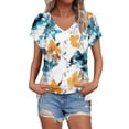 thumbnail image 1 of Tshirts for Women Under 20$, Blue T-Shirts Womens Graphic Baberdicy Womens Summer Daily Casual V Neck Shirts Short Sleeve Tops Blouses Loose Fit Shirt, 1 of 5