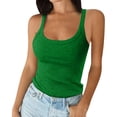thumbnail image 1 of Tshirts For Women, Built In Bra Casual Comfort Colors Square Neck Sleeveless Workout Athletic Crop Elastic Tank Tops Womens Pink Cute Tops Women Trendy Sleeve Tank Tops Tees (XXL, Green) ZMTing, 1 of 4