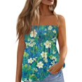 thumbnail image 1 of Tshirts For Women, Summer Tube Tops Cute Sexy Off Shoulder Floral Sleeveless Elastic Tunic Smocked Tops Women Red Womens Camisole Tank Tops Cap Sleeve Tops Casual Tops Tank (XXL, Yellow) ZMTing, 1 of 4