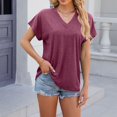 thumbnail image 1 of Tshirts Women Trendy Women's Fashion Casual Solid Color Square Neck Puff Short Sleeve T-Shirt Loose Top, 1 of 6