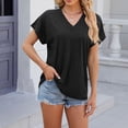 thumbnail image 1 of Tshirts Women Trendy Women's Fashion Casual Solid Color Square Neck Puff Short Sleeve T-Shirt Loose Top, 1 of 6