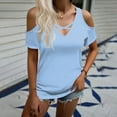 thumbnail image 1 of Tshirts Women Trendy Women's Summer Fashion Casual Solid Color V-Neck Short Sleeve T-Shirt Top, 1 of 7