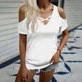 thumbnail image 1 of Tshirts Women Trendy Women's Summer Fashion Casual Solid Color V-Neck Short Sleeve T-Shirt Top, 1 of 7