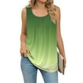thumbnail image 1 of Tshirts Women Trendy Women's Summer Loose Vest Sleeveless Round Neck Pleated Casual Printed Top, 1 of 4