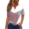 thumbnail image 1 of Tshirts Women Trendy Women's T Shirt Tee Print Button Short Sleeve Daily Weekend Fashion Basic V- Neck Regular Top, 1 of 4
