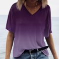 thumbnail image 1 of Tshirts Women Trendy Women's V-neck Short-sleeved Fashionable Gradient Printed Top, 1 of 5