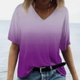 thumbnail image 1 of Tshirts Women Trendy Women's V-neck Short-sleeved Fashionable Gradient Printed Top, 1 of 5
