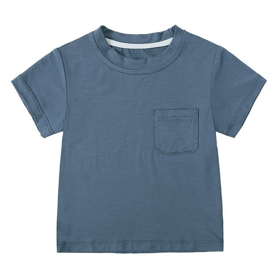 Tshirts for Boys 3-6 Months Crew Neck Summer Toddler Short Sleeve Solid Prints Durable Stretchy Comfortable Breathable Trendy Tops T-Shirt