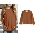 thumbnail image 1 of Tshirts for Boys Brown Long Sleeve T-Shirts with Pockets Kids Crewneck Basic Tees Fall Tops Little Girls Shirts 7-8 Years, 1 of 5
