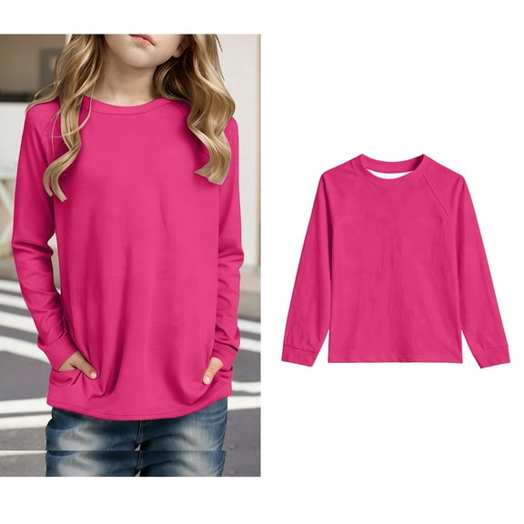 Tshirts for Boys Pink Long Sleeve Tee Shirts with Pocket Kids Crewneck Basic Tees Fall Clothes Boys Size 9-10 Years Shirts