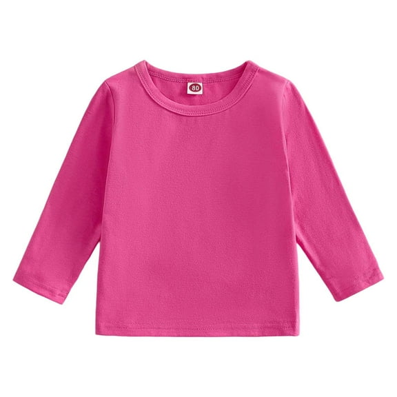 Tshirts for Girls Red Long Sleeve Shirt Girls Crew Neck Shirt T-Shirts Fall Tops Boys Tops 4-5 Years