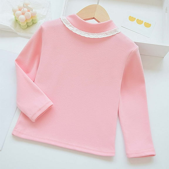 Tshirts for Girls Thermal Shirt Pink Long Sleeve T-Shirt Kids Crewneck Basic Tees Fall Winter Clothes Tops for Girls 6-7 Years