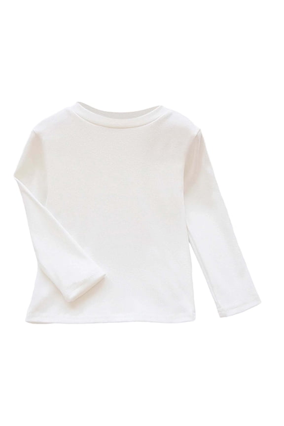 Tshirts for Girls Thermal Shirt White Long Sleeve Tee Shirts Kids Crewneck T-Shirts Fall Tops Girls Solid Color Shirts 4-5 Years