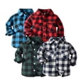 thumbnail image 1 of Tshirts for Kids Boys Kids Flannel Plaid Long Sleeve Lapel Button Shacket Girls' Tops Red 6-12 Months, 1 of 5