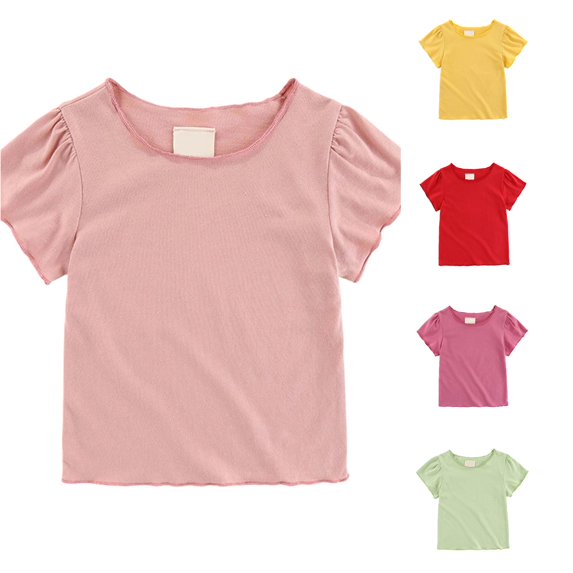 Tshirts for Toddler Girls Short Sleeve Crew Neck Toddler Pink T Shirt Casual Base Girls Clothing 18-24 Months