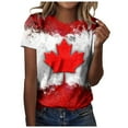 thumbnail image 1 of Tshirts for Women Canadian Flag Graphic Print Short Sleeve Tee Tops Happy Canada Day Classic Fit Outfits Blouses, 1 of 4