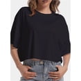 thumbnail image 1 of Tshirts for Women Drop Shoulder Round Neck Oversized Crop Tops Workout Tops Tees, 1 of 4