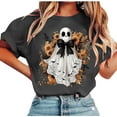 thumbnail image 1 of Tshirts for Women Funny Halloween Ghost Graphic Tee Shirts Casual Round Neck Short Sleeve Basic Tops, 1 of 3