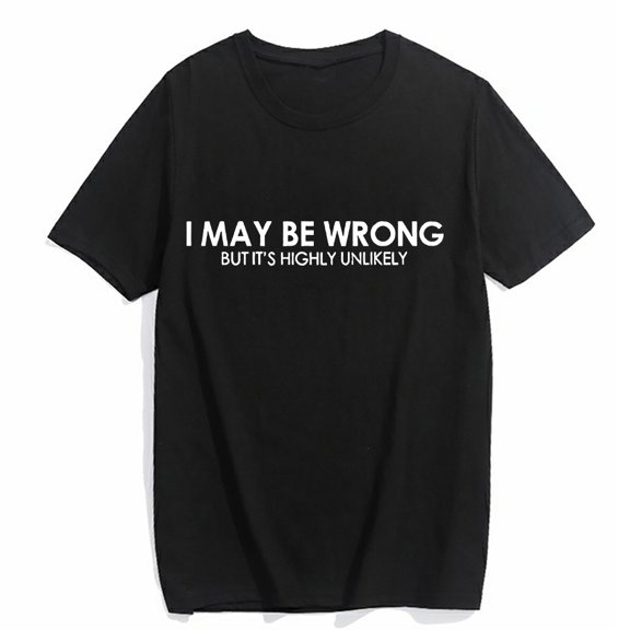Tshirts for Women I May Be Wrong Funny Letter Casual Summer Short Sleeve Top Black Small