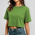 thumbnail image 1 of Tshirts for Women Ladies Crew Neck Short Sleeve Solid Crop Tee Loose Fit Casual Sporty Summer Top, 1 of 6