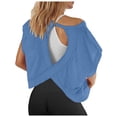 thumbnail image 1 of Tshirts for Women Trendy Short Sleeve Open Back Solid Color Casual Tee Shirts Lightweight Yoga Athletic Gym Womens Tees Tees Summer Tops, 1 of 7