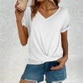 thumbnail image 1 of Tshirts for Women's Casual Top Short Sleeve Knot Shirts Slim Fit V Neck T Shirt Tops Fashion Clothing, 1 of 5