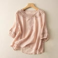 thumbnail image 1 of Tshirts for Women's Fashionable Casual Solid Color Cotton and Linen Top Shirt T Shirt Fashion Clothing, 1 of 6