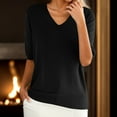 thumbnail image 1 of Tshirts for Women's Round Neck Short Sleeved Loose T Shirt with A Knit Bottom Short Top Fashion Clothing, 1 of 6