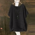 thumbnail image 1 of Tshirts for Women's Summer Short Sleeve Solid Casual Loose Linen Top Fashion Clothing, 1 of 5