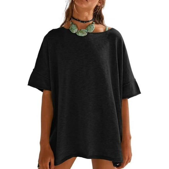 Tshirts for Womens Oversized T Shirts Summer Trendy Short Sleeve Crew Neck Tops Loose Fit Tee Ladies Tops and Blouses