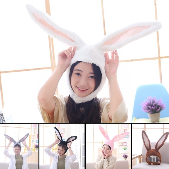 Tshsdpx Cute Girls Plush Rabbit Bunny Ears Hat Earflap Cap Head Warmer Photo Supplies