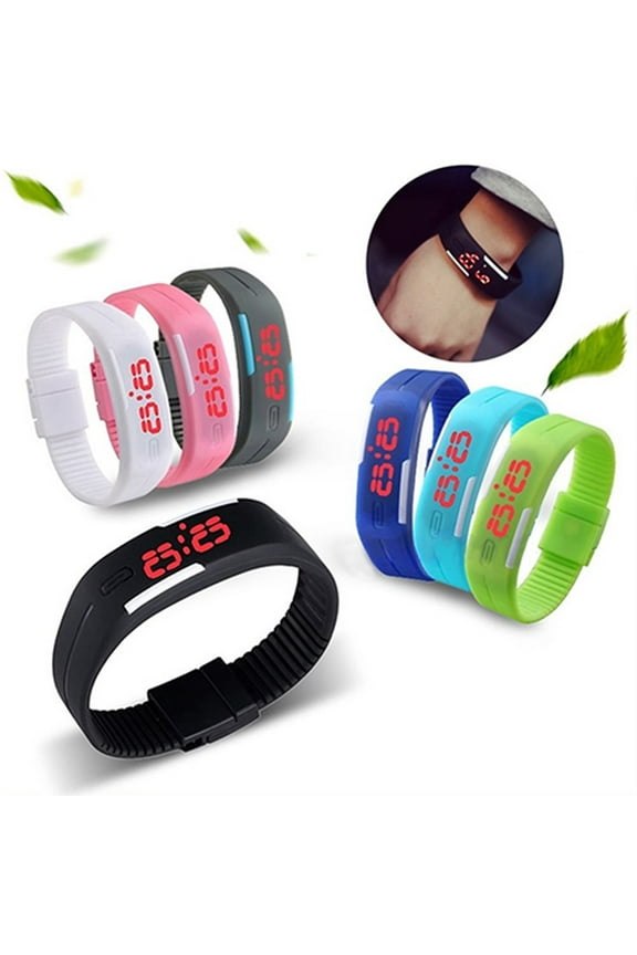 Men Women Fashion Silicone Red LED Sports Bracelet Touch Digital Wrist Watch