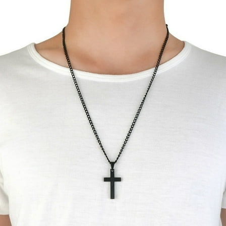 Tshsdpx Stainless Steel Cross Pendant Men Women Chain Necklace Religious Jewelry Gift