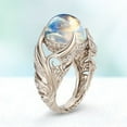 thumbnail image 1 of Tshsdpx Women Faux Moonstone Rhinestone Inlaid Wing Finger Ring Wedding Jewelry Gift, 1 of 5
