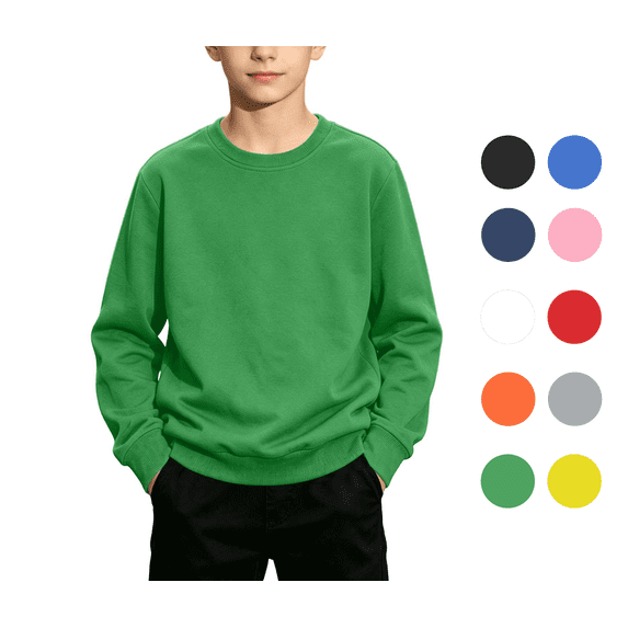 Tsivenald Boys Crew Sweatshirts Long Sleeve Boy Relaxed Soft Kid Teen Pullover Sweaters for Youth Kids(Green,1-13 Years)