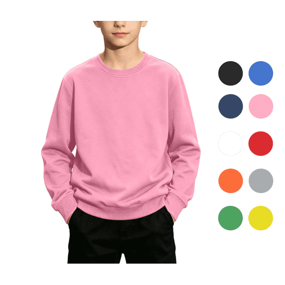 Tsivenald Boys Crew Sweatshirts Long Sleeve Boy Relaxed Soft Kid Teen Pullover Sweaters for Youth Kids(Pink,1-13 Years)