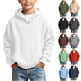 thumbnail image 1 of Tsivenald Boys Hoodies Waffle Knit Quarter Zip Long Sleeve Sweatshirts Solid Color Casual Daily Kids Pullover Sweatshirt,(Size 110,White), 1 of 9