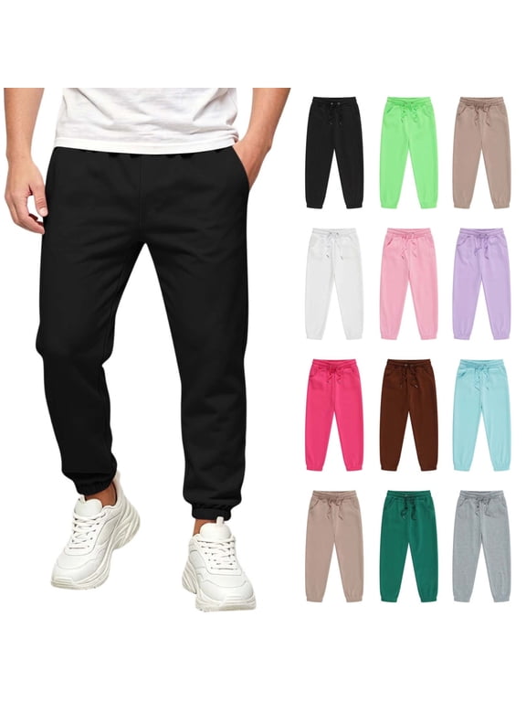 Boys Joggers Sweatpants with Pockets Elastic Drawstring Waist Sweat Pants Athletic Sport Pants for Boys (5-14 Years)