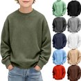 thumbnail image 1 of Tsivenald Boys Long Sleeve Shirts Cotton Crew Neck Sweatshirts Soft Pullover Tops for Kids(Army Green,Size 7-8 Years), 1 of 5